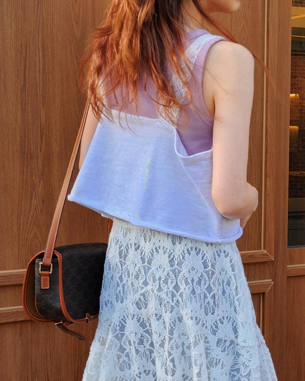 lace point logo sweat  bustier