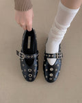 studs mary jane flat shoes