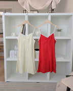 lace point flower punching mini dress