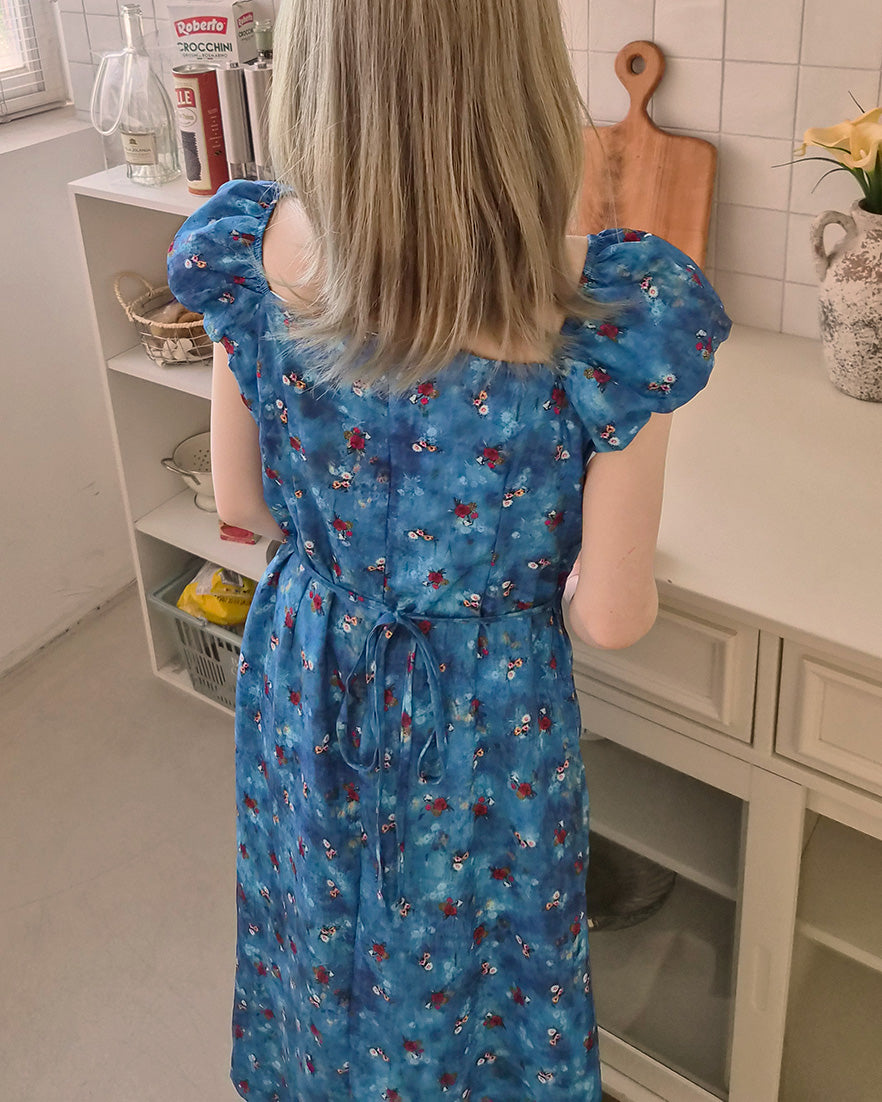 flower frill long dress