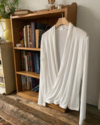 wrap drape neck long sleeve top