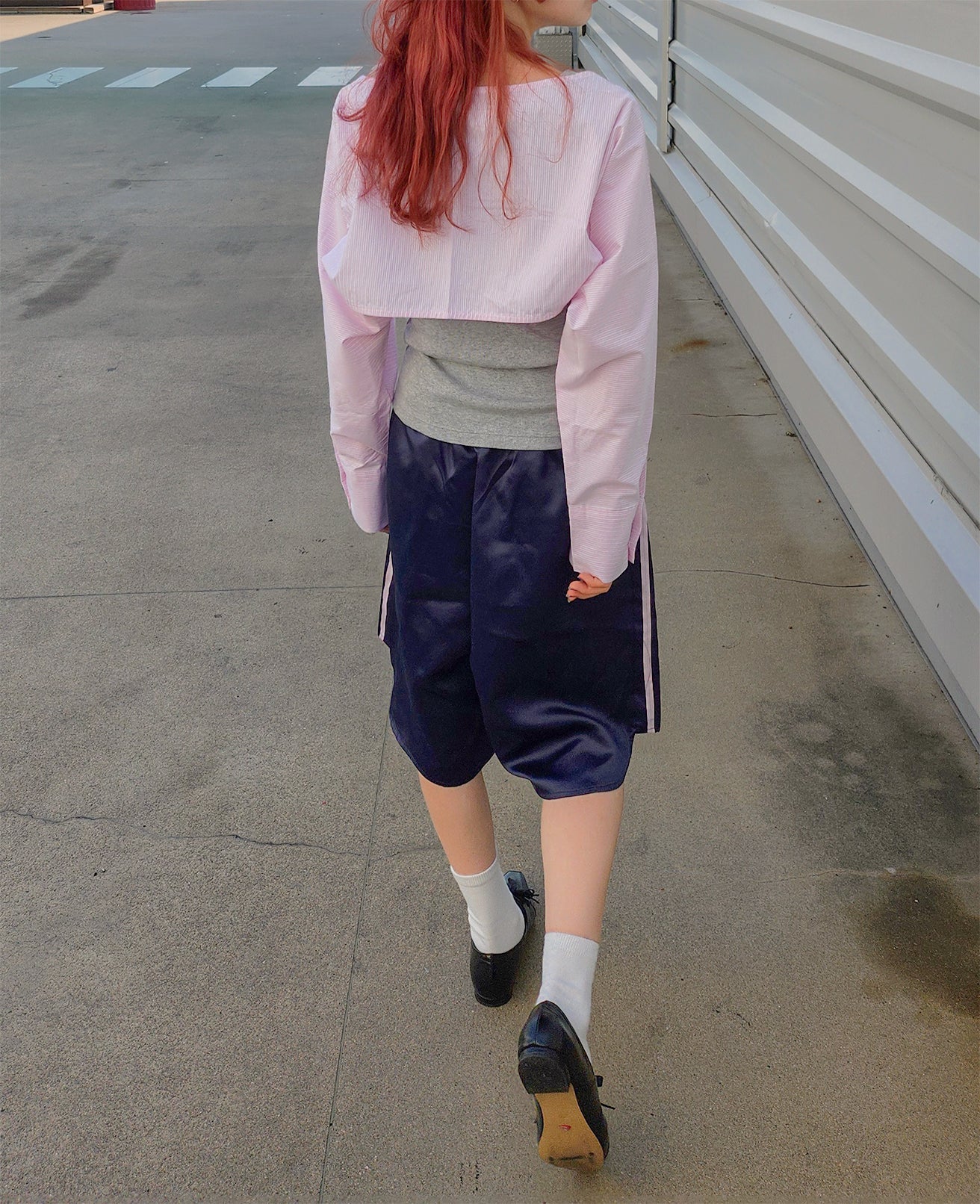 track satin bermuda pants