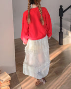 tiered frill sheer long dress