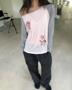 flower raglan sleeve T