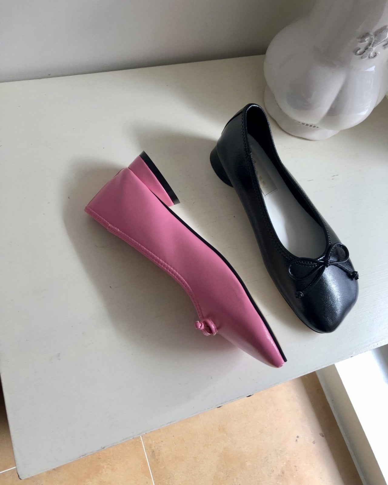 ribbon rounded square toe shoes
