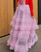 tiered volume frill tulle skirt
