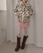dalmatian pattern collar fur jacket