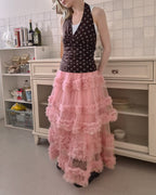 polka dot halter neck bustier