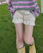 satin shirring short pants