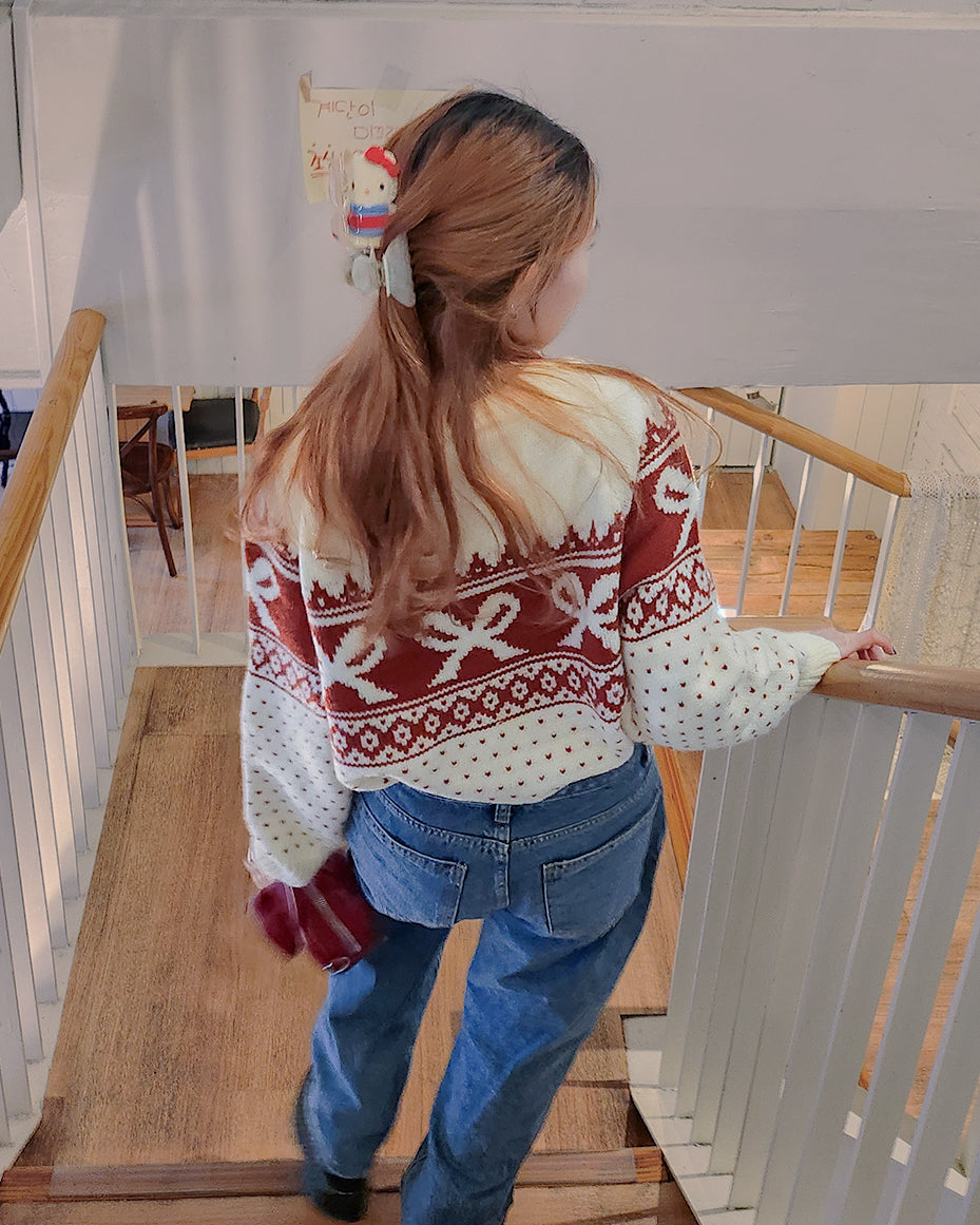 ribbon nordic pattern knit