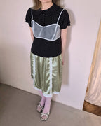 dot puff sleeve collar T