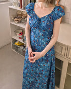 flower frill long dress