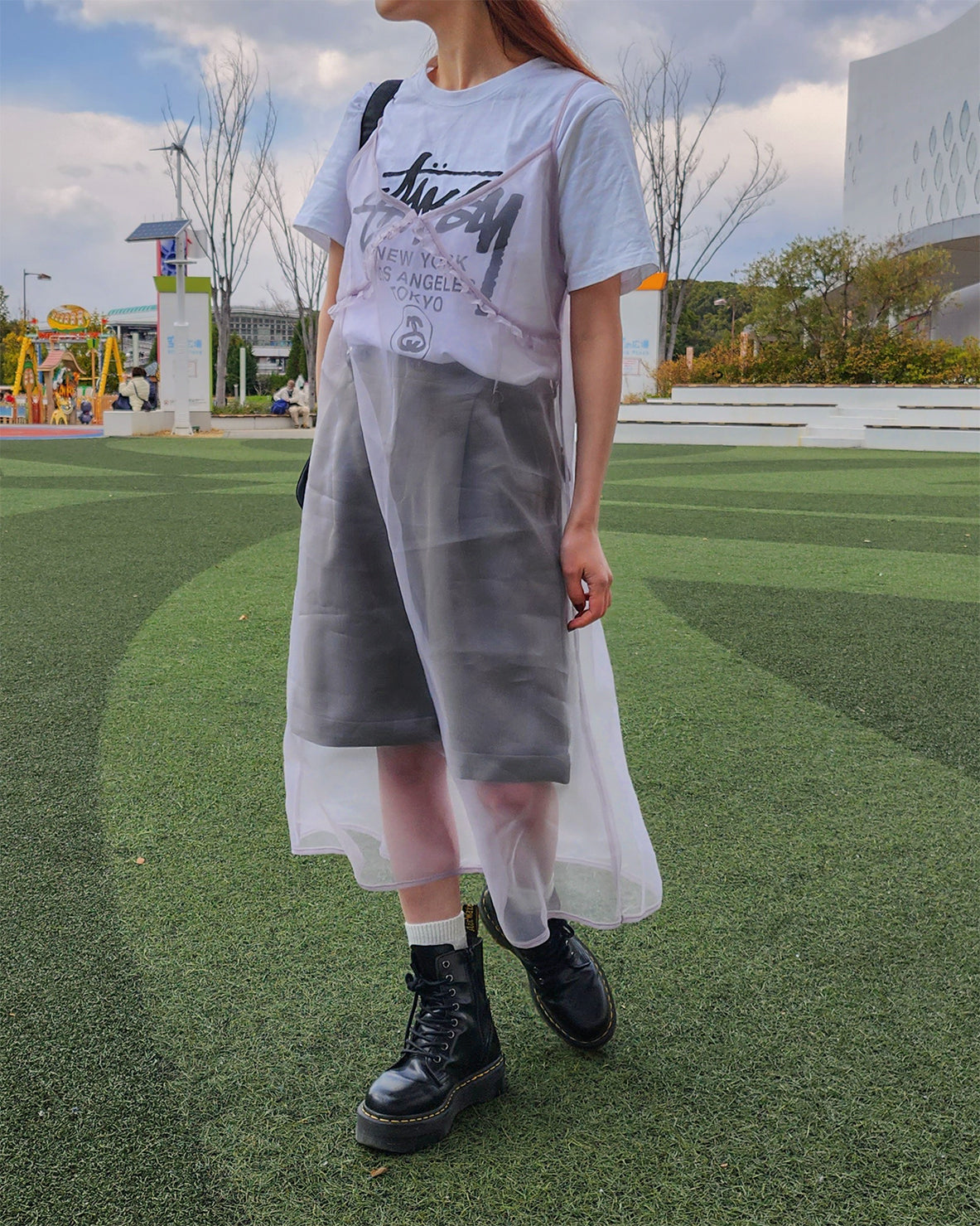 sheer frill camisole dress