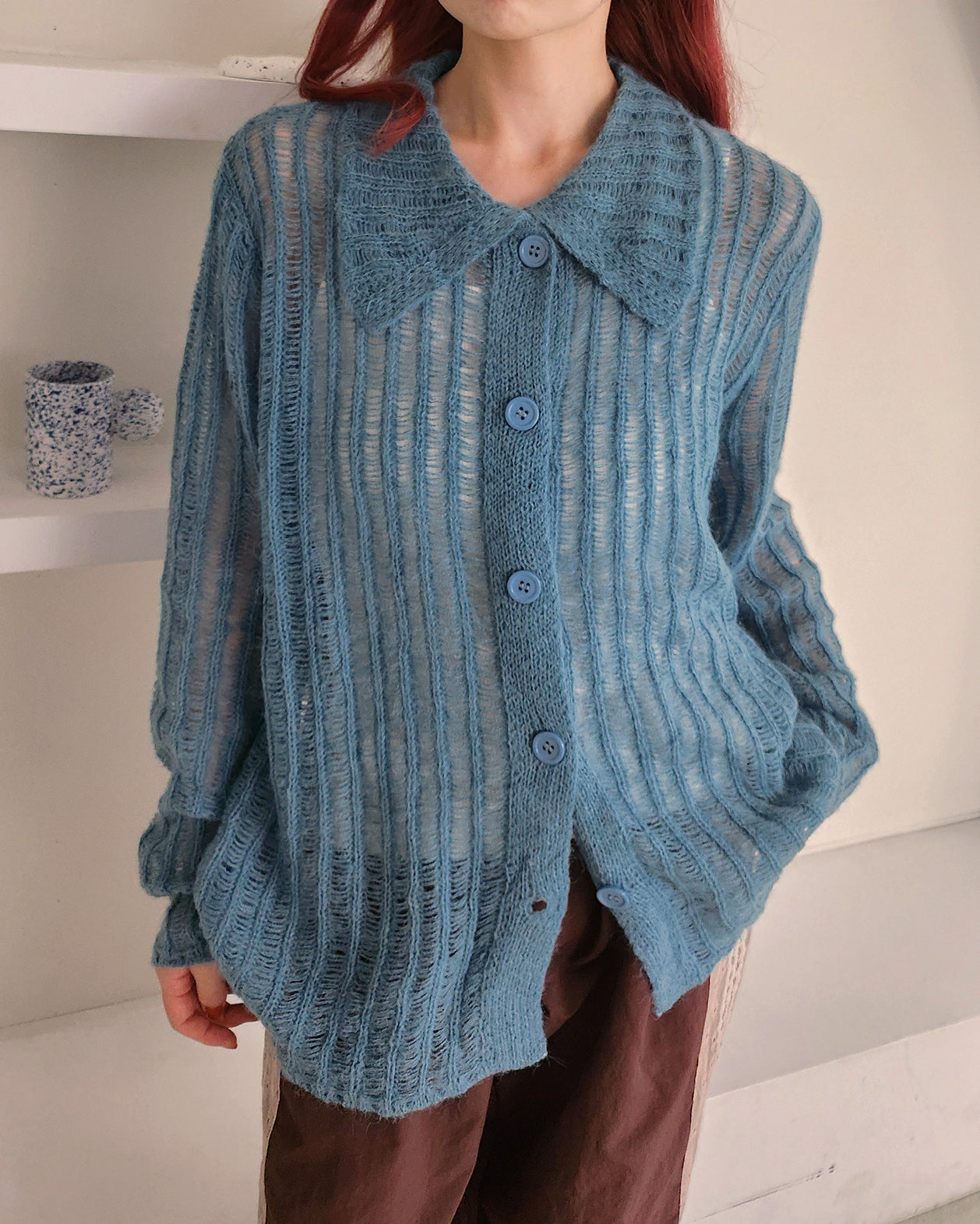 sheer long knit shirt