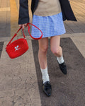 gingham check low waist micro mini skirt