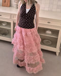 tiered volume frill tulle skirt