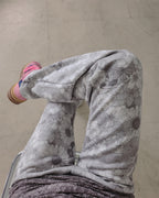 flower pattern boot cut sweat pants