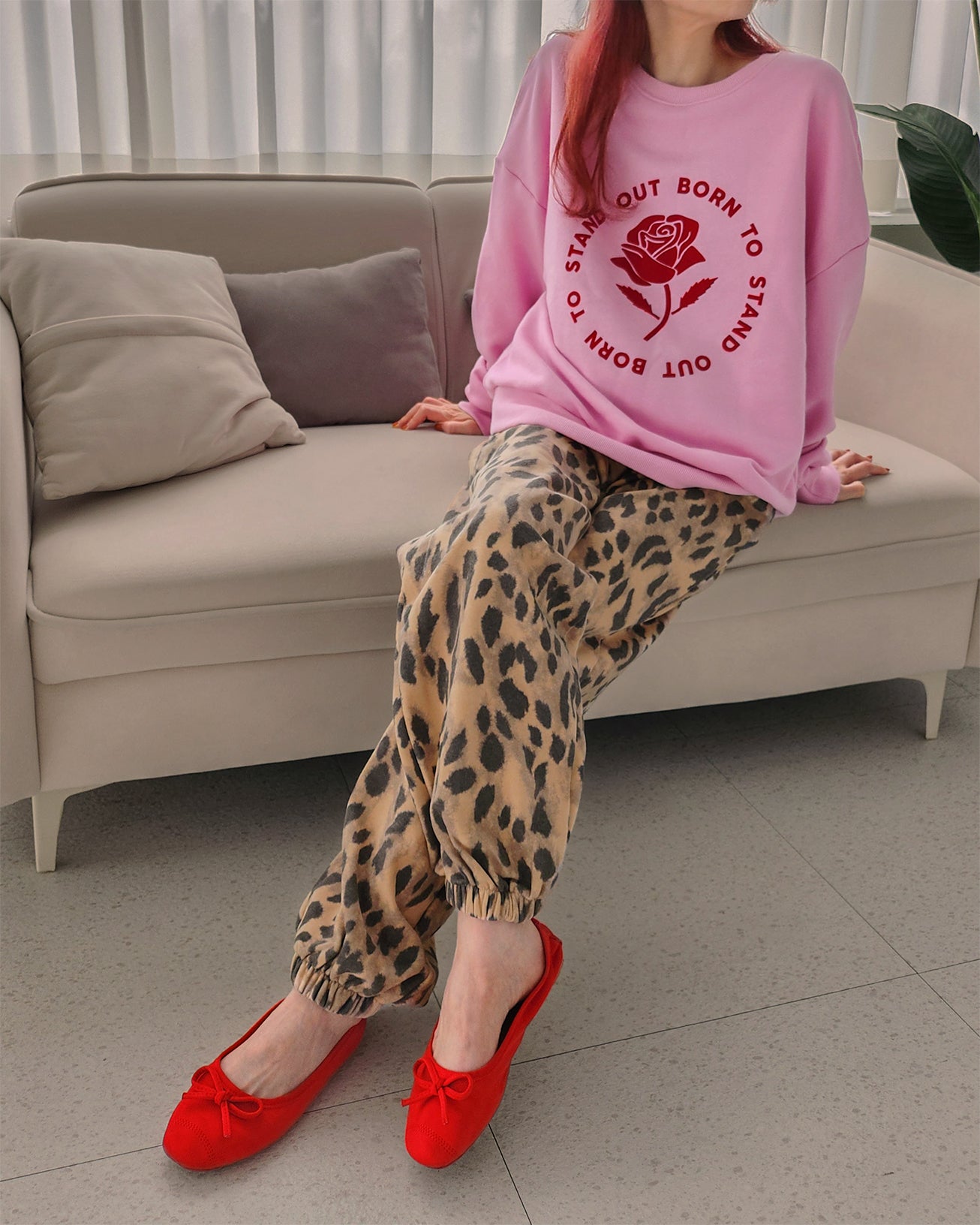 leopard sweat jogger pants