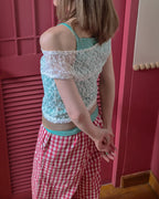 lace sheer french sleeve top