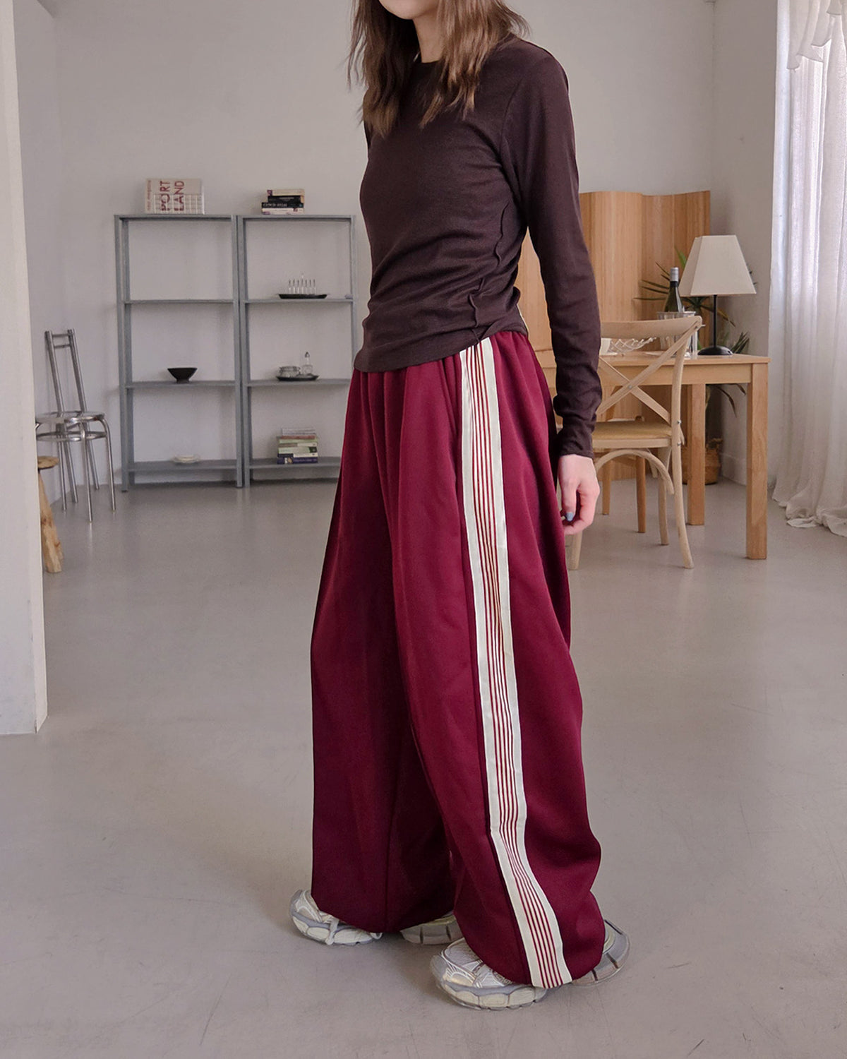 red line wide track pants