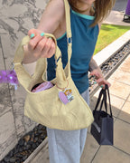stitch pattern faux leather shoulder bag