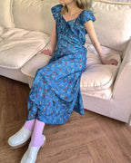 flower frill long dress