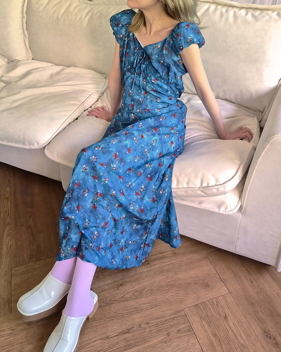 flower frill long dress
