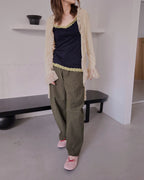 frill lace flare cardigan