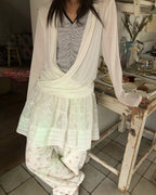 wrap drape neck long sleeve top