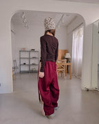 red line wide track pants
