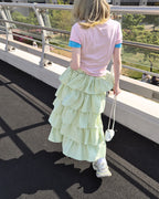 gingham check tiered skirt