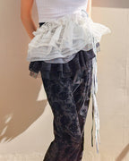rose pattern boot cut pants