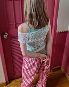 lace sheer french sleeve top