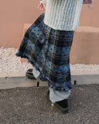 dot check frill middle skirt