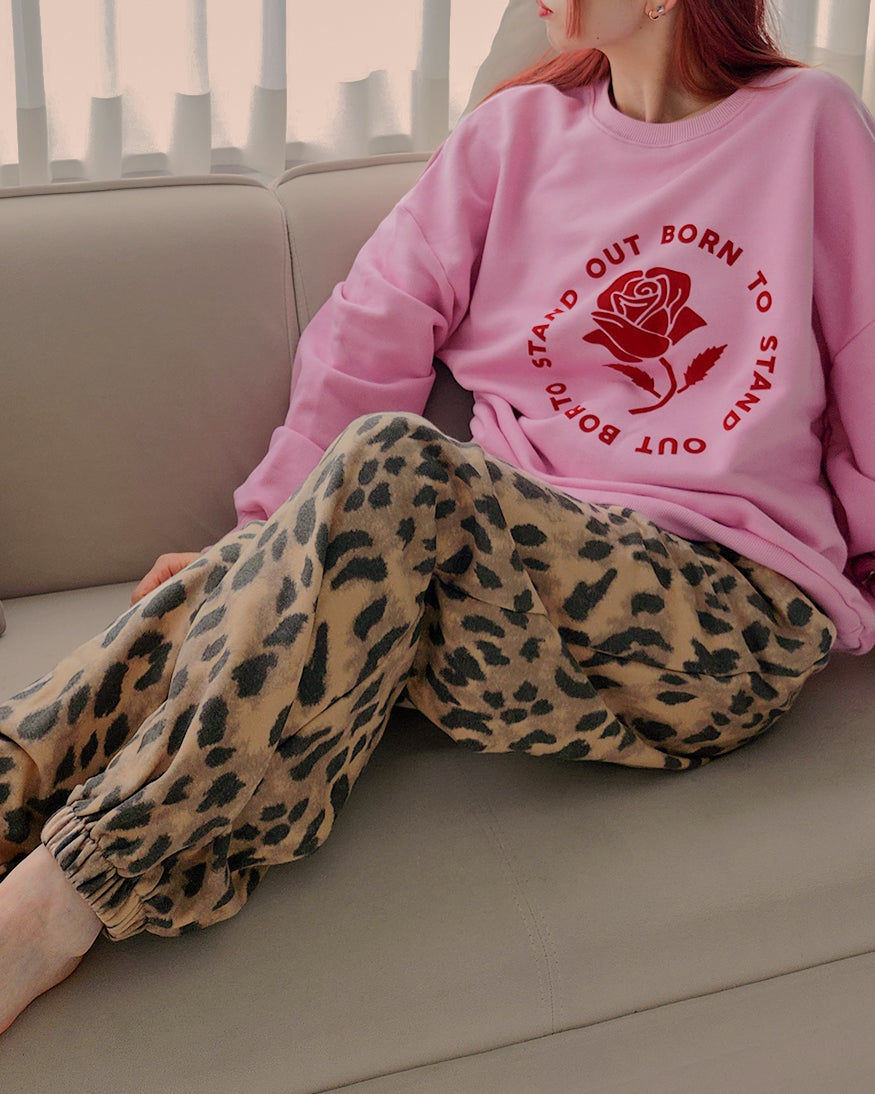 leopard sweat jogger pants