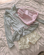 stripe hem frill food T
