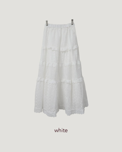 cotton tired long skirt