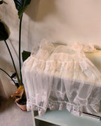sheer lace frill mini dress