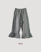 gingham check hem frill pants