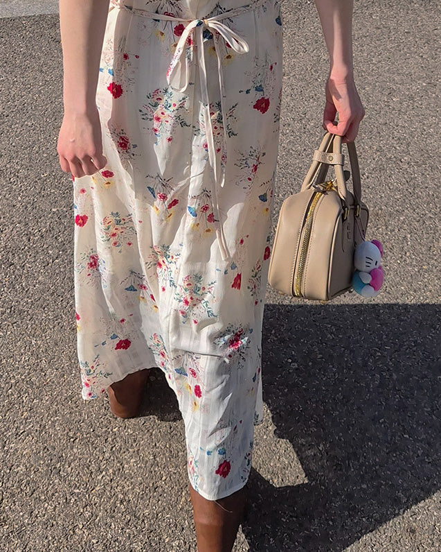 flower frill long dress