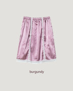 satin lace point midi skirt