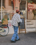 dalmatian pattern collar fur jacket