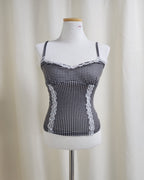 gingham check lace point camisole