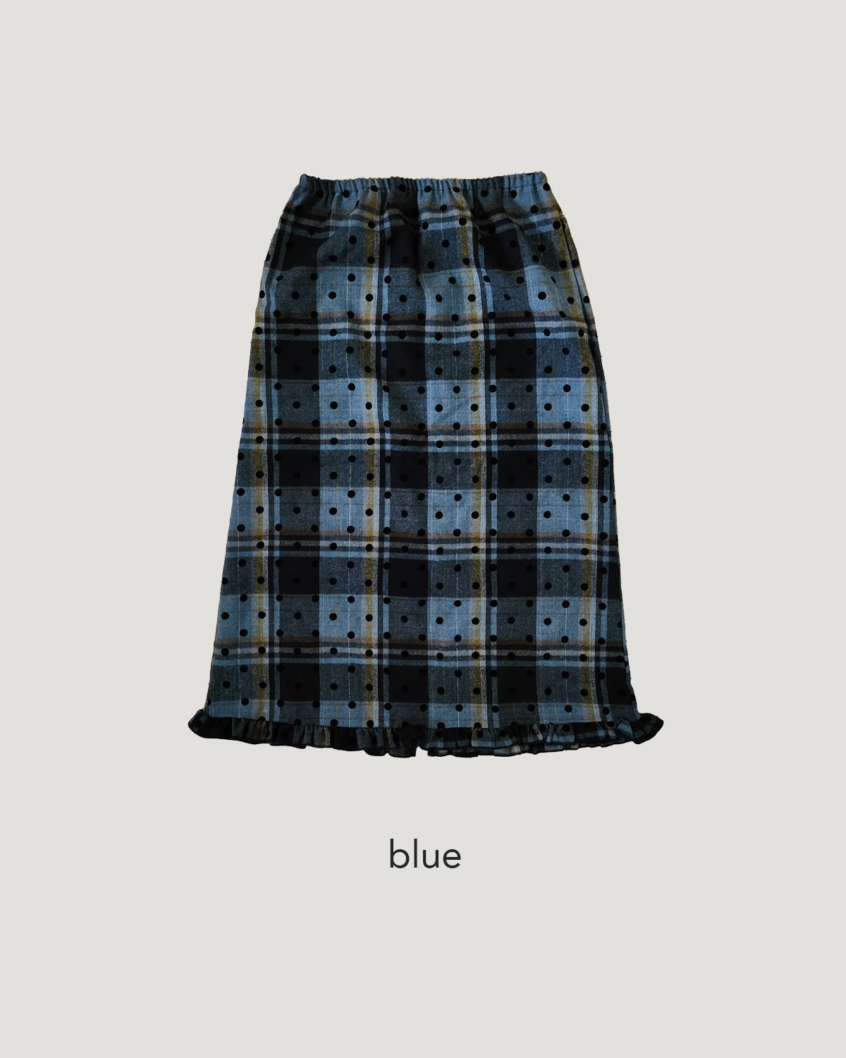 dot check frill middle skirt