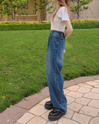 side studs wide denim