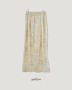 flower cotton tuck wide pants