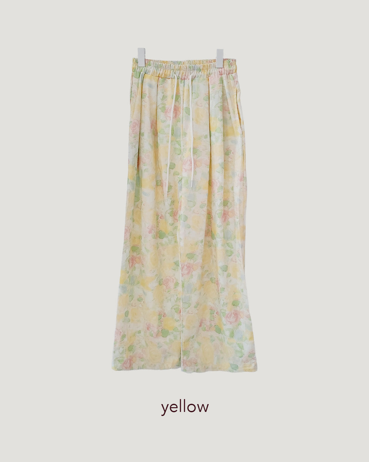 flower cotton tuck wide pants