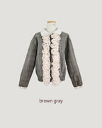 glen check frill jacket