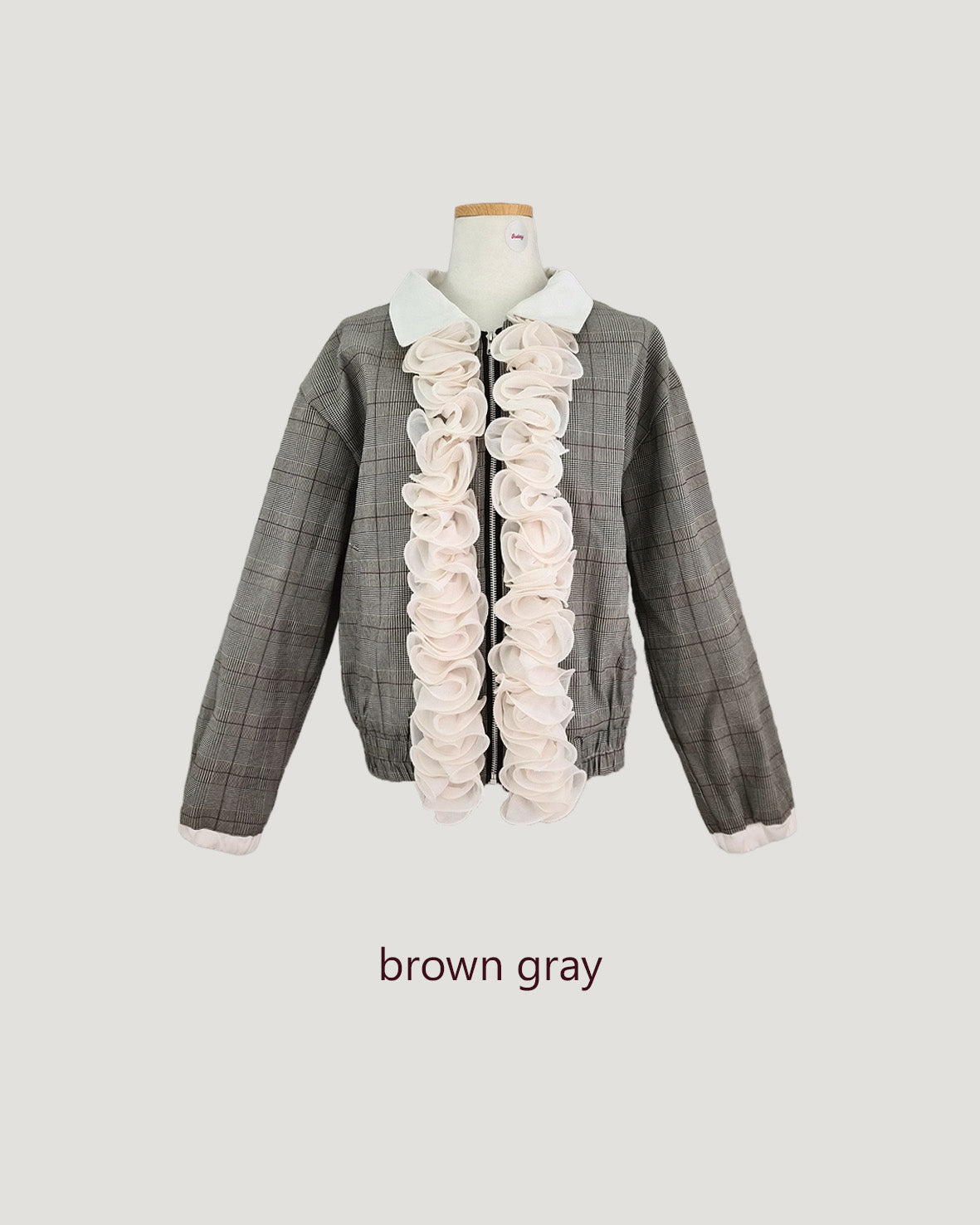 glen check frill jacket