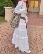 cotton tired long skirt